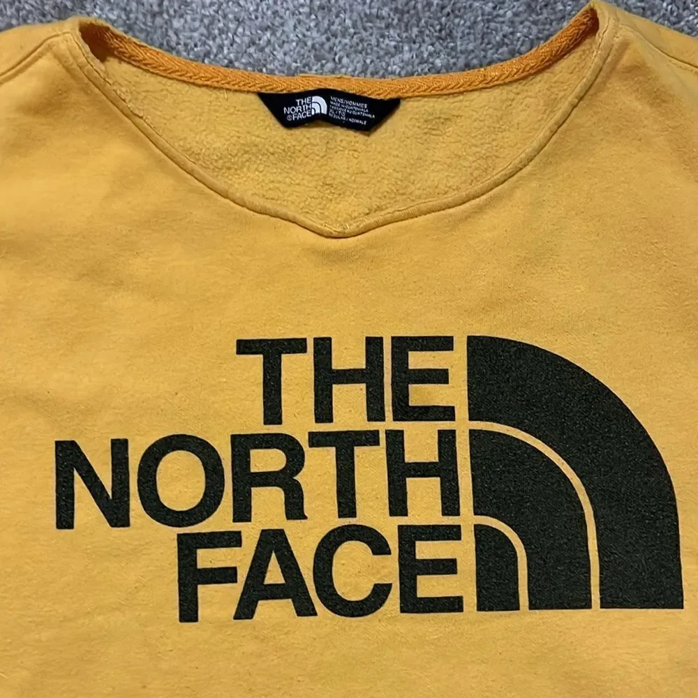 Bright yellow open neck The North Face hiking kangaroo pocket fleece sweatshirt